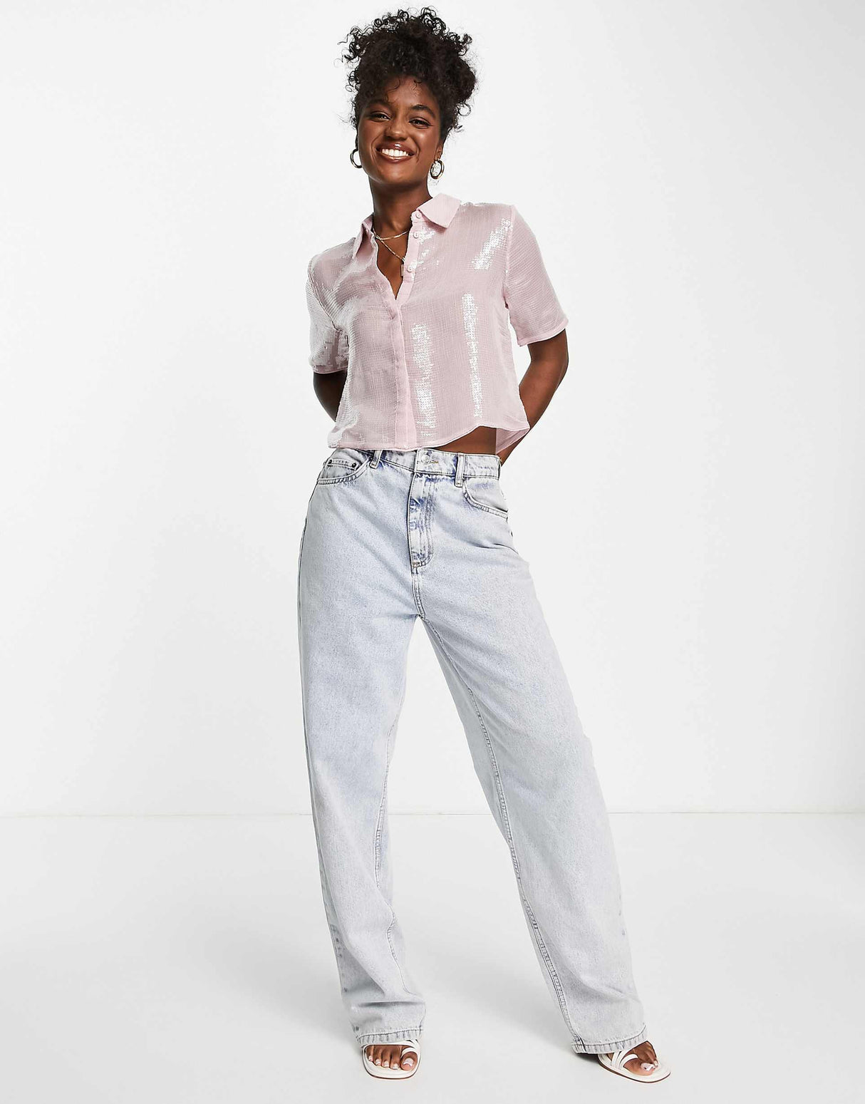& Other Stories Sequin Shirt In Pink
