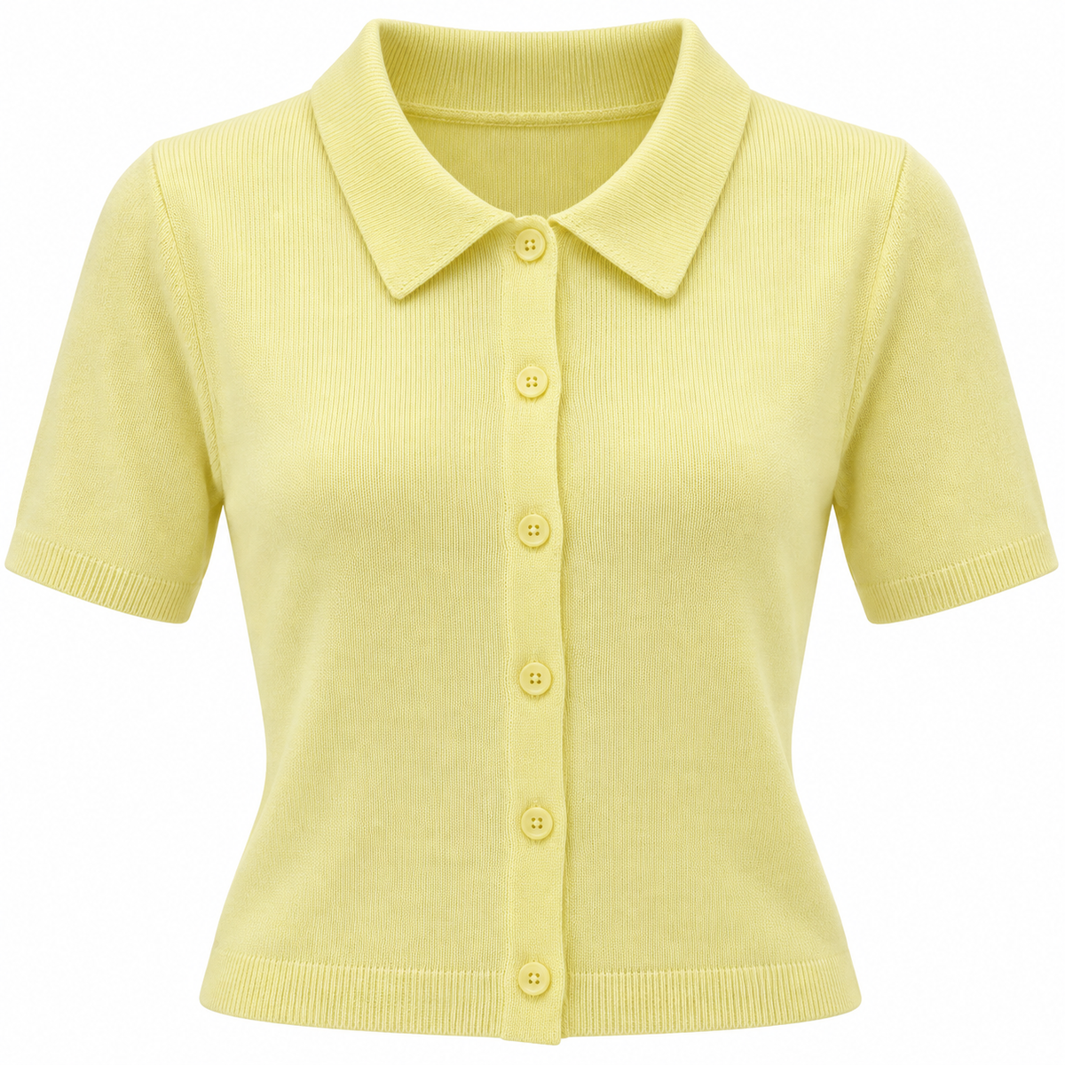 Asos Design Short Sleeve Jumper With Collar Detail In Yellow