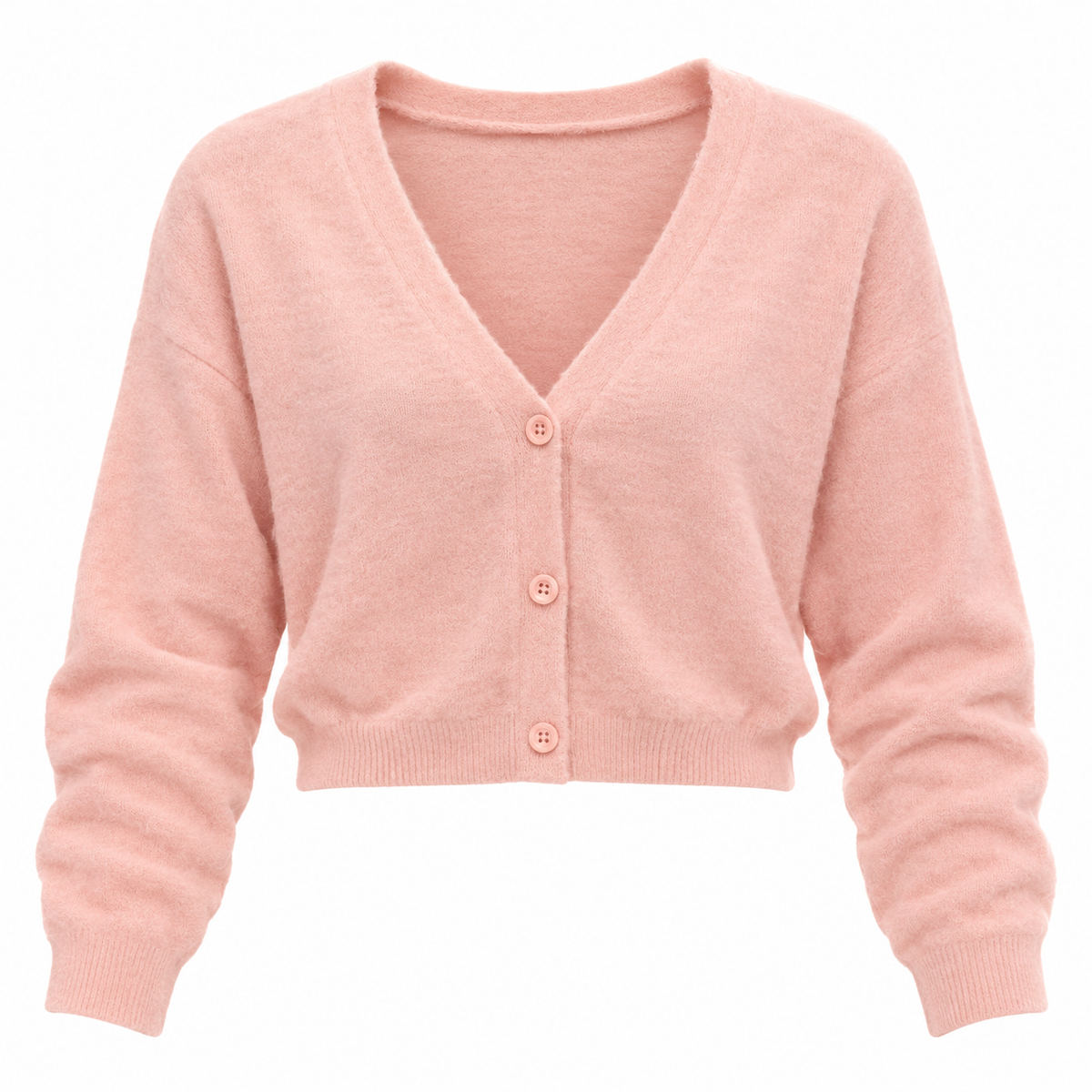 Asos Design Cropped Fluffy Cardigan In Pink
