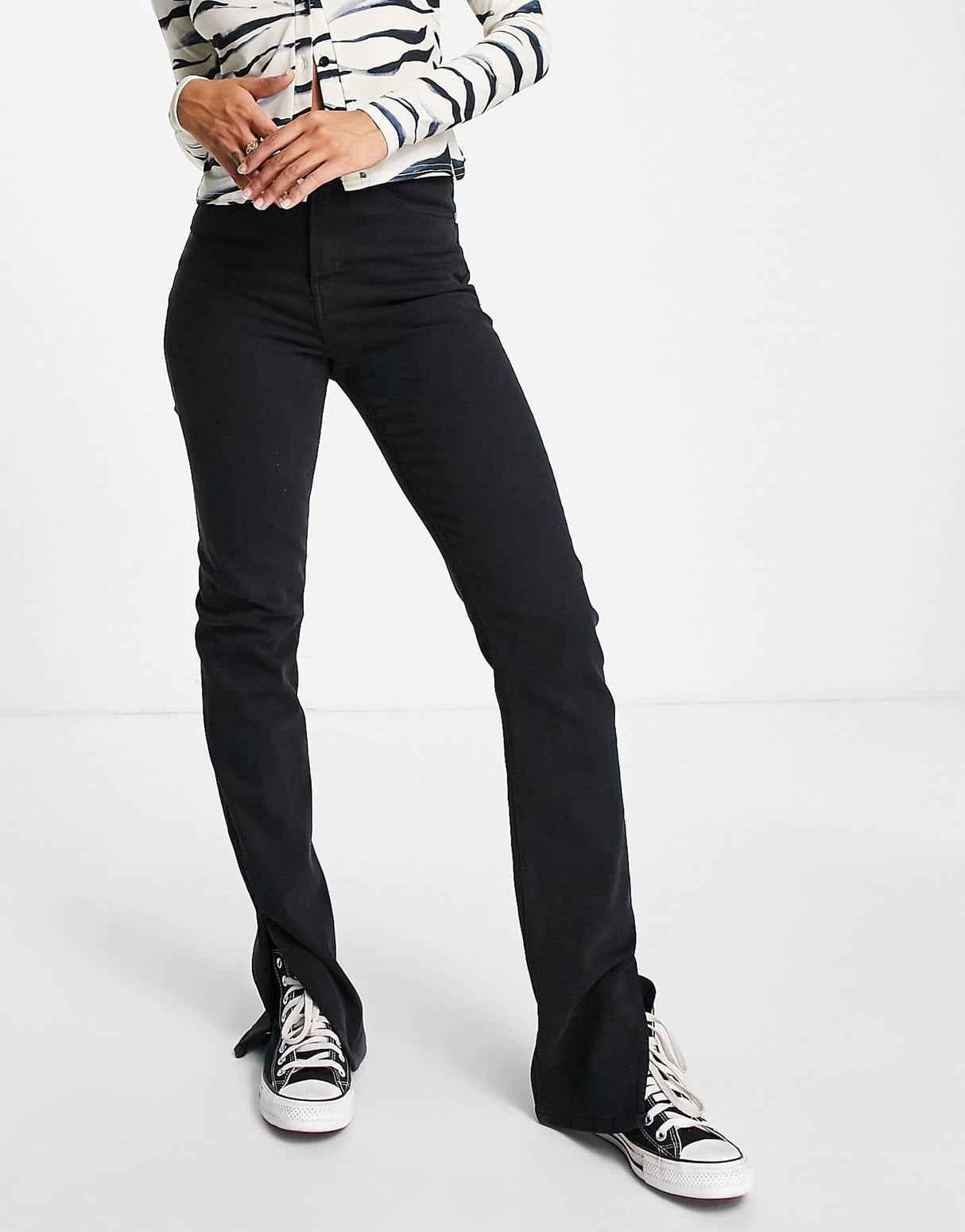 Waven Hi Rise Split Skinny Jeans In Black