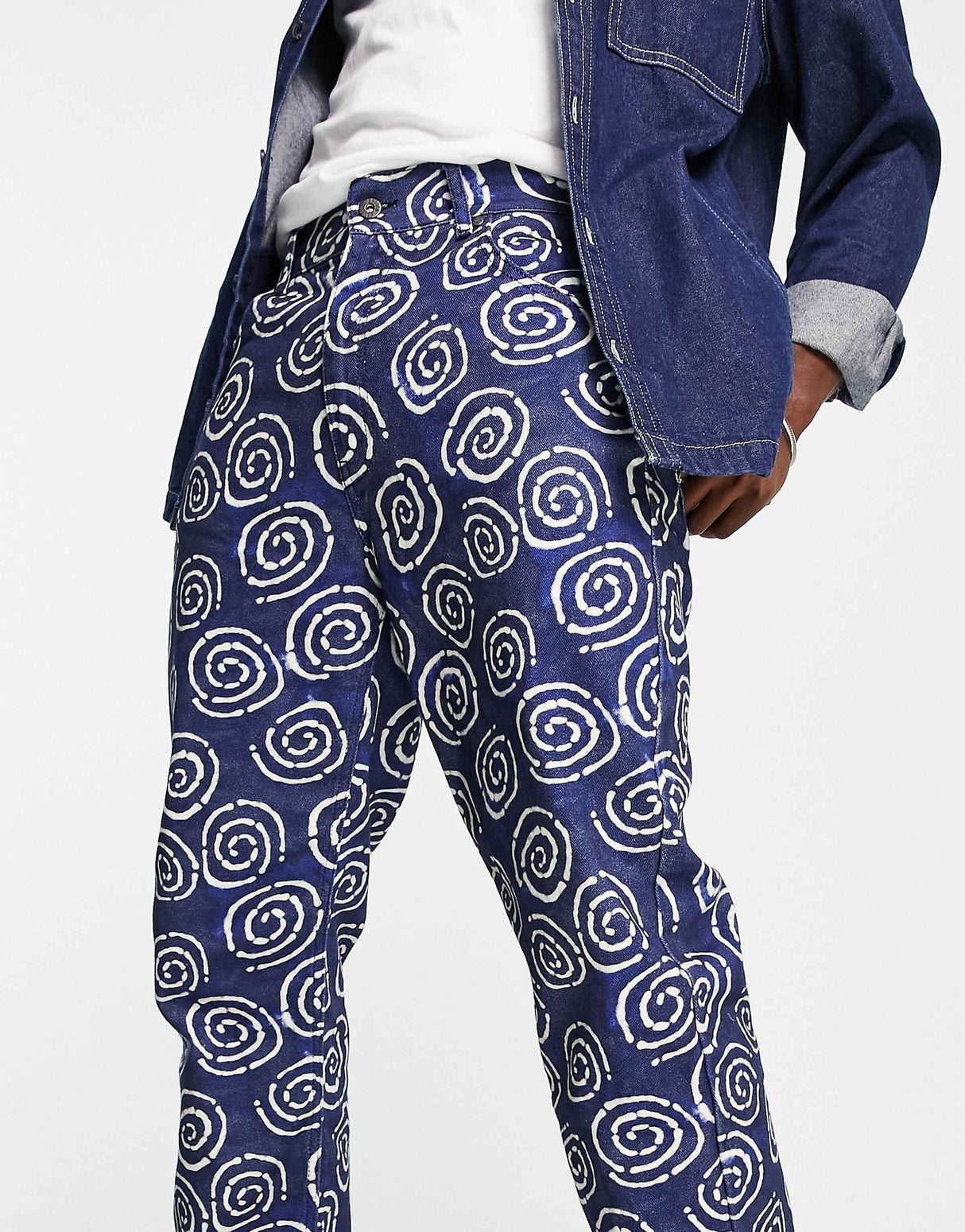 The Ragged Priest Freddy Printed Jeans In Blue