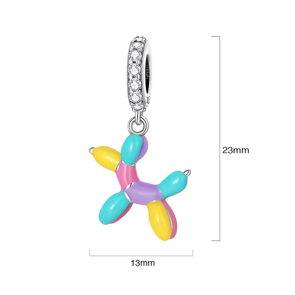 Solid 925 Sterling Silver Clown's Twisted Balloon Charm