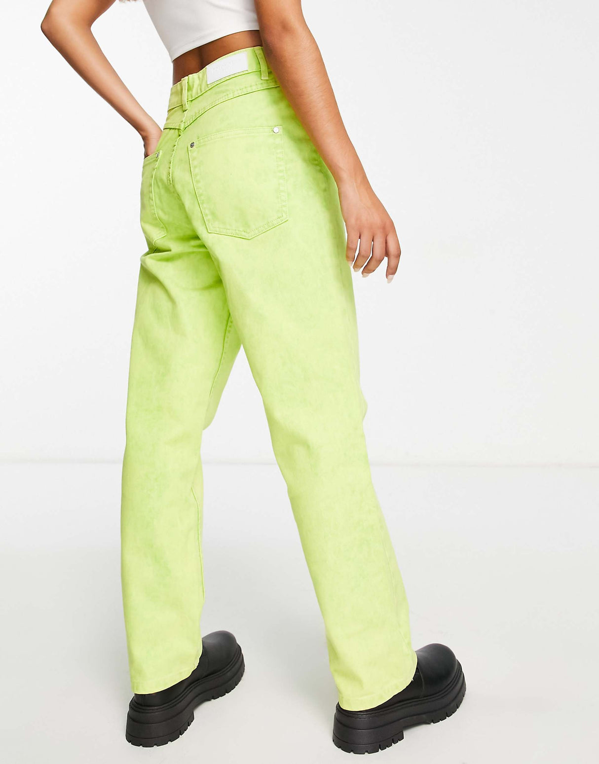 Bolongaro Trevor Montanna High Waist Straight Leg Jeans In Acid Lime