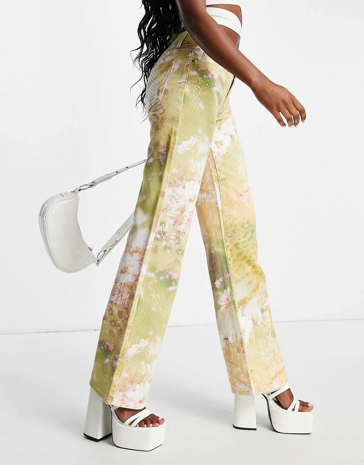 Jaded London Low Rise Boyfriend Jeans In Multi Sequin Print