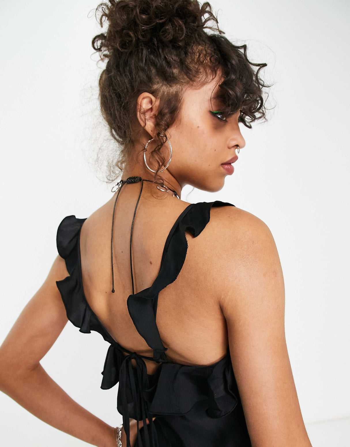 Weekday Wave Frill Detail Mini Dress In Black