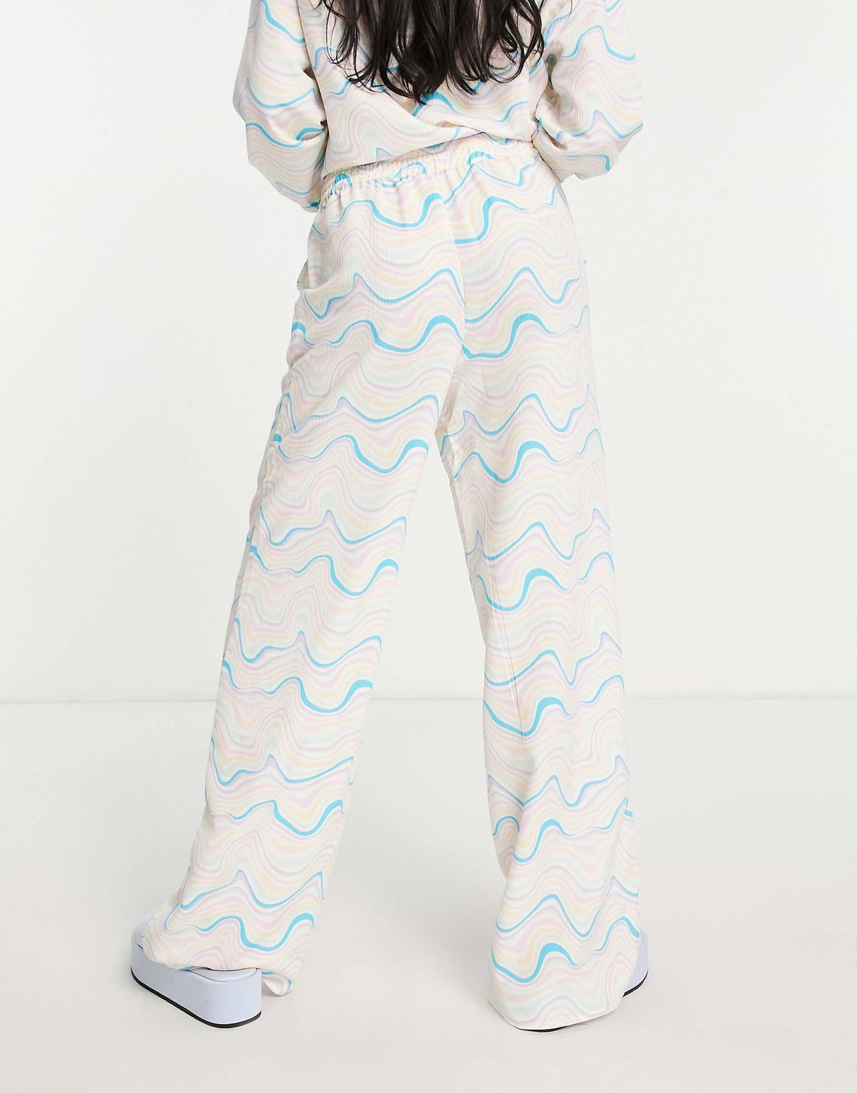 Na-Kd X Miss Lisibell Co-Ord Straight Leg Trousers In Wavy Stripe Print