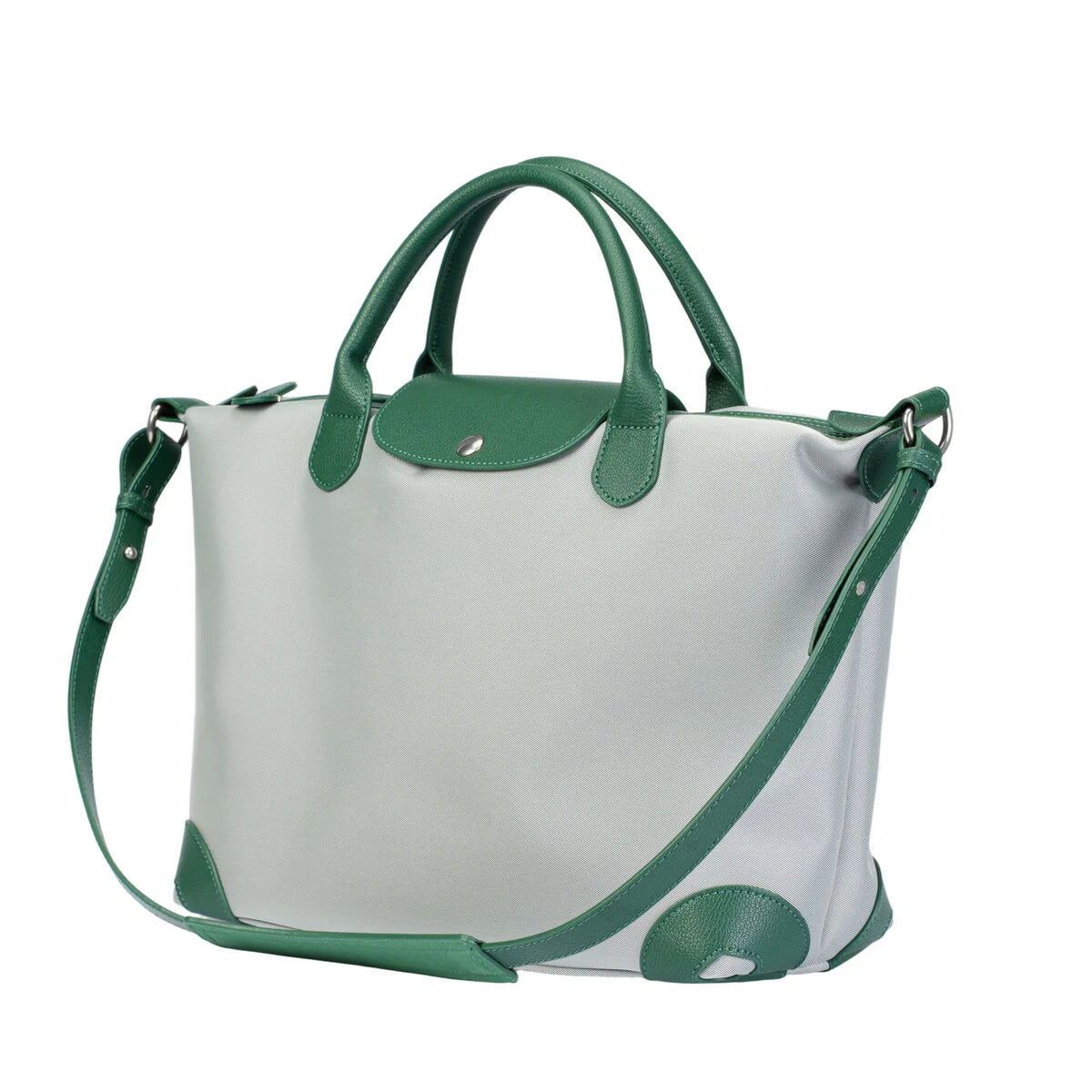 BAMEI Large Capacity Water-Resistant Nylon Handbag with Genuine Leather Trim - Green