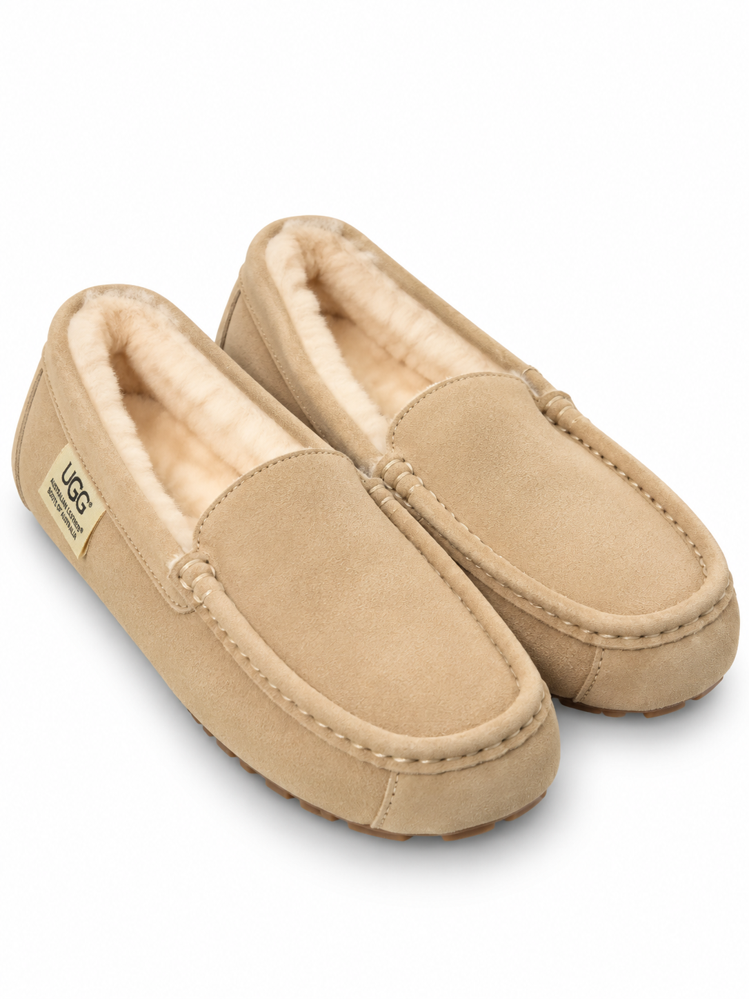 Australian Leather Ugg Classic Moccasin Slippers - Natural - AU7