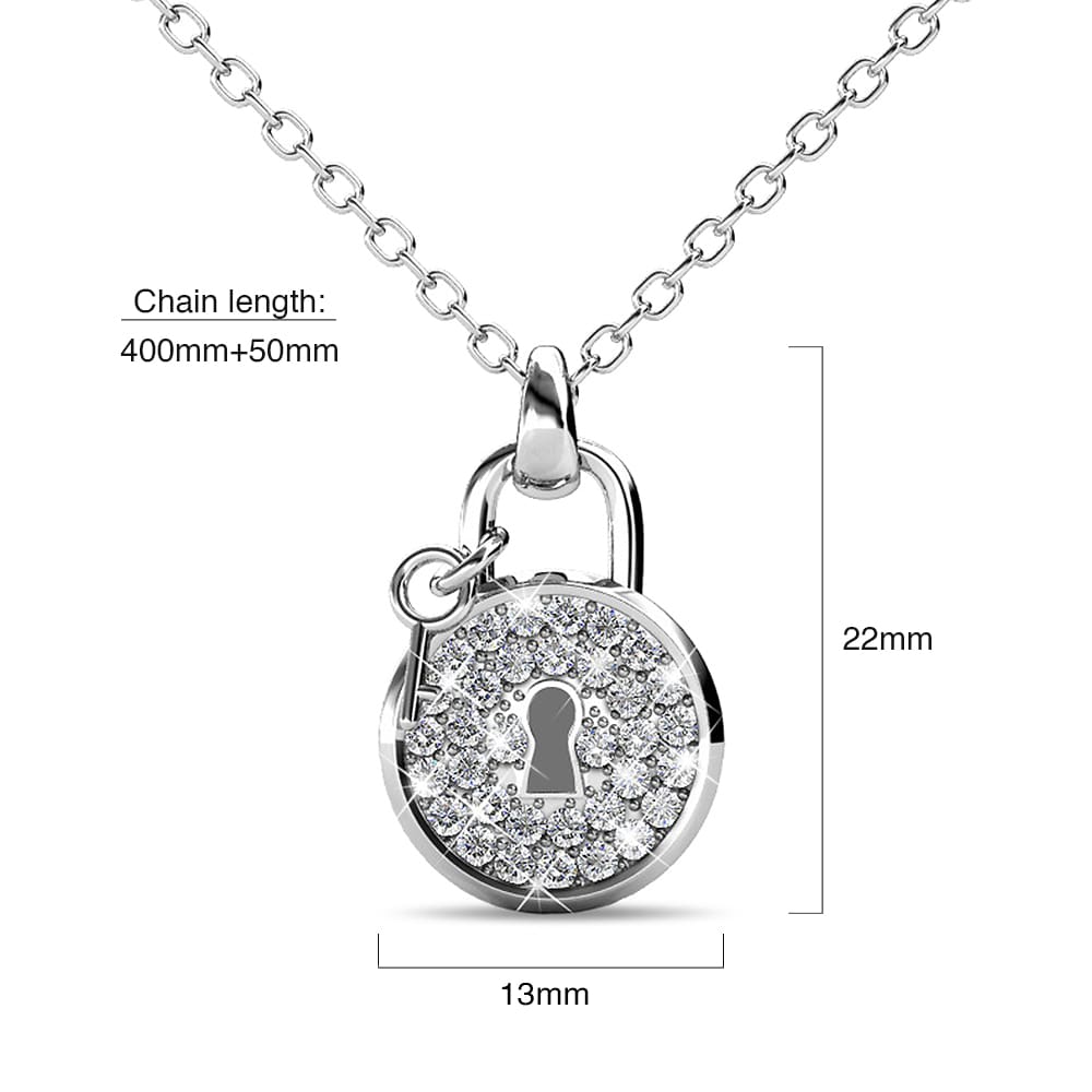 Krystal Couture White Gold Pave Set Padlock Necklace Embellished with SWAROVSKI Crystals