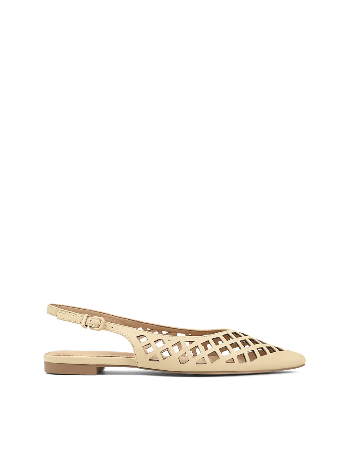 Siren Slingback Flats - Custard Yellow Leather