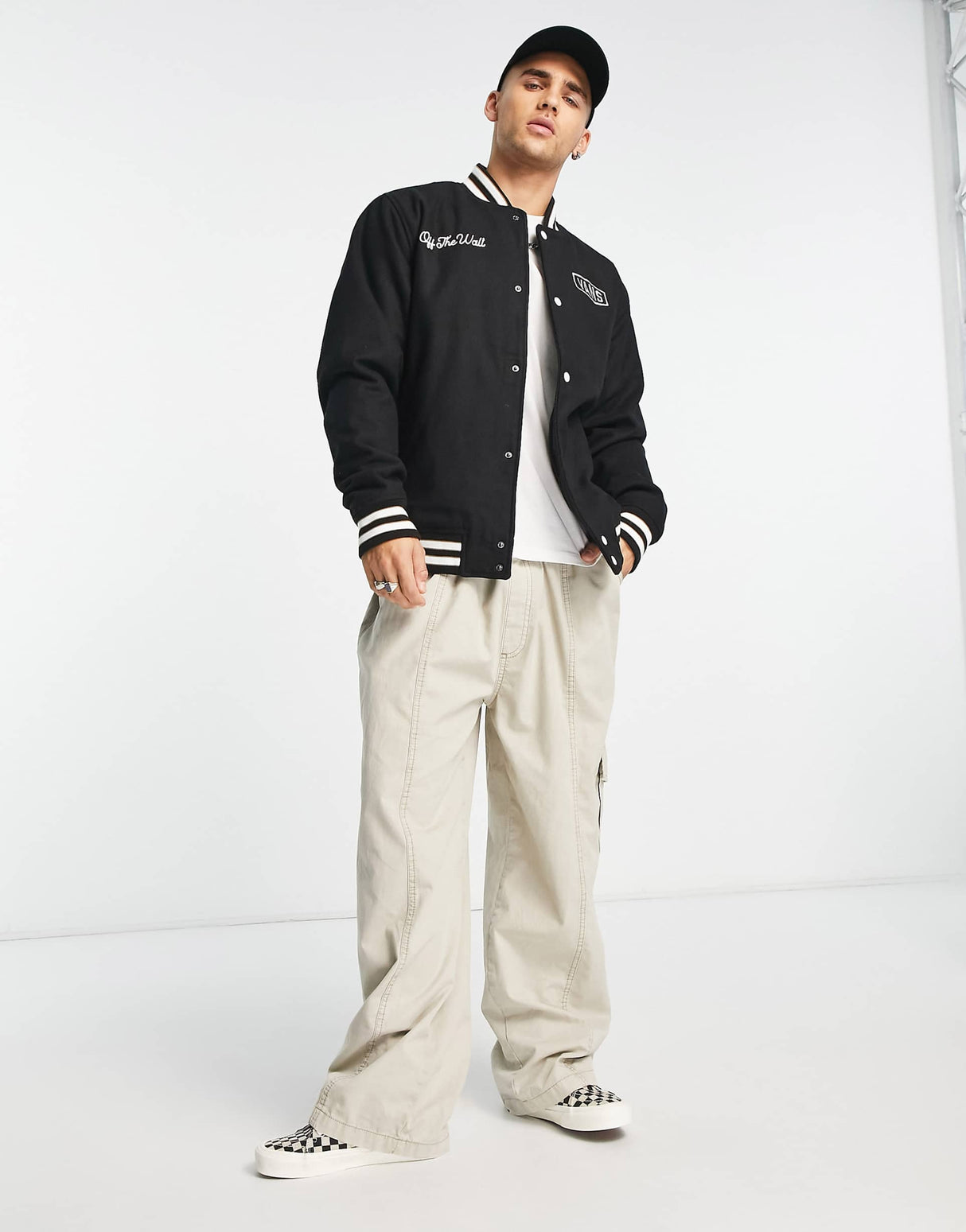 Vans Varsity Jacket In Black With Animal Back Print