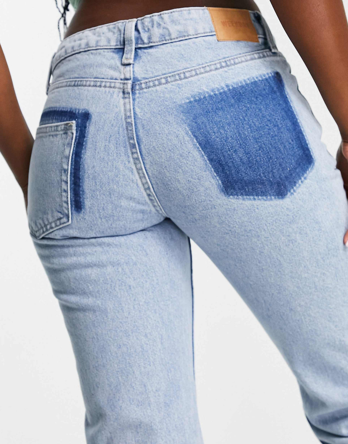 Weekday Modulate Low Rise Cargo Jeans In Washed Light Blue