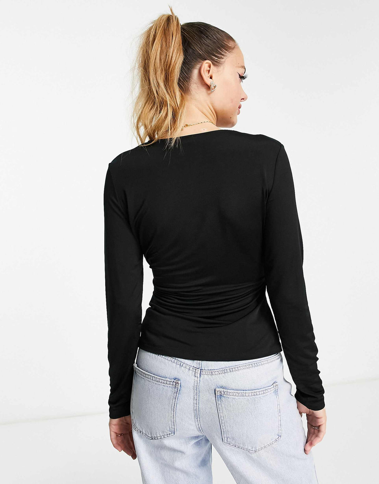 & Other Stories Cut-Out Long Sleeve Jersey Top In Black