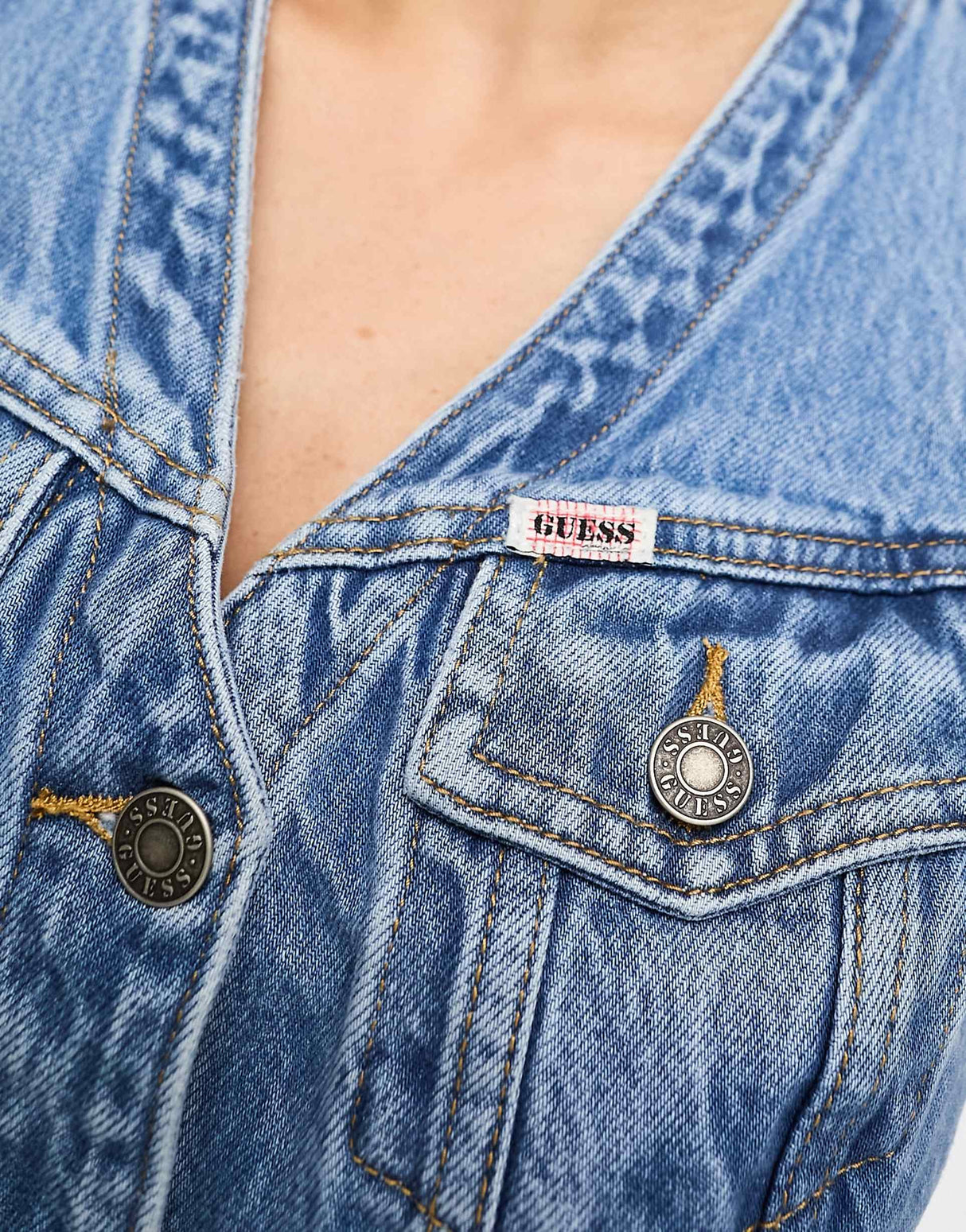 Guess Originals Co-Ord Denim Vest In Medium Wash