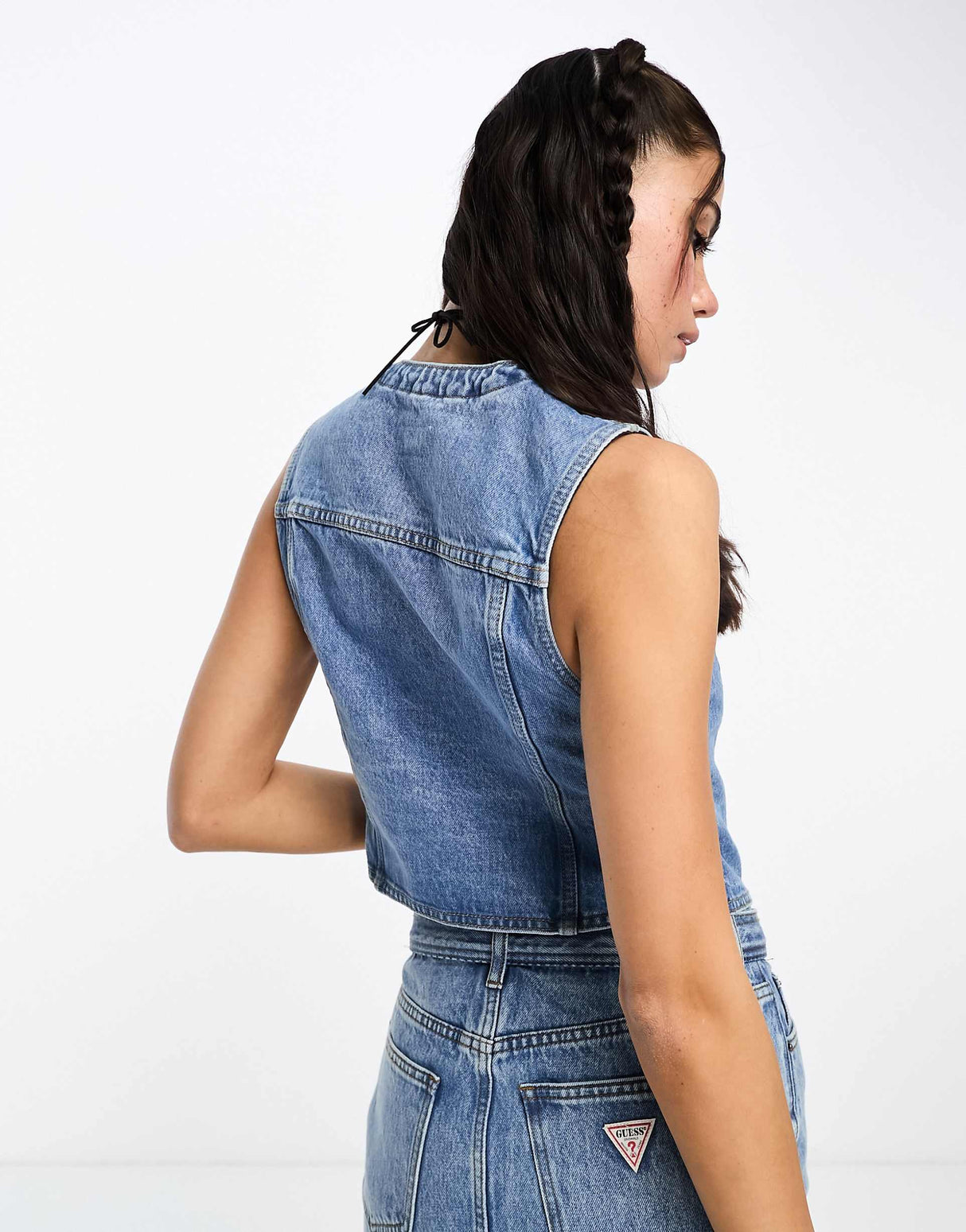 Guess Originals Co-Ord Denim Vest In Medium Wash
