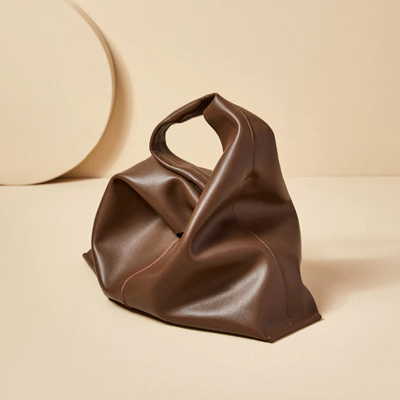 Nalandu Soft Slouch Genuine Leather Oversized Tote Bag - Coffee