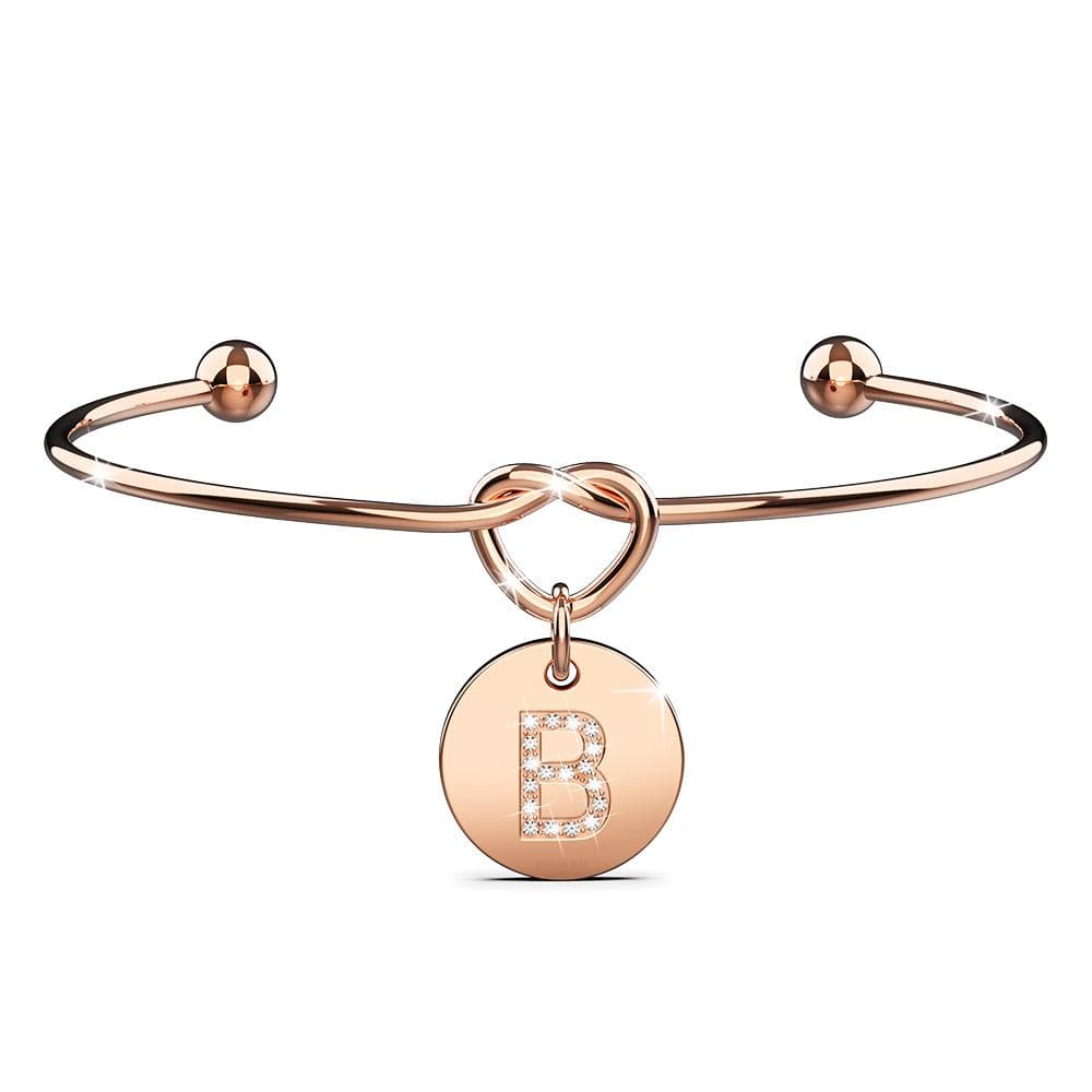 Bullion Gold Fancy Alphabet Letter Initial Bangle in Rose Gold