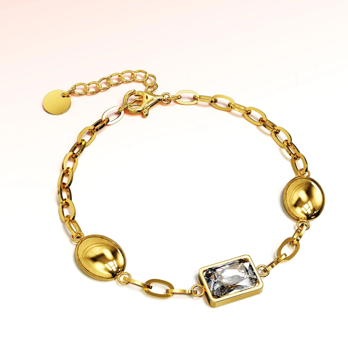 Krystal Couture Oval Square Zirconia Bling Bracelet in Gold