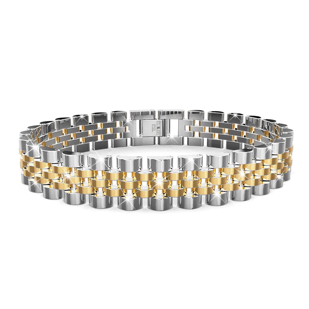 Bullion Gold Brick Dual Tone Gold Layered Stainless Steel Bracelet