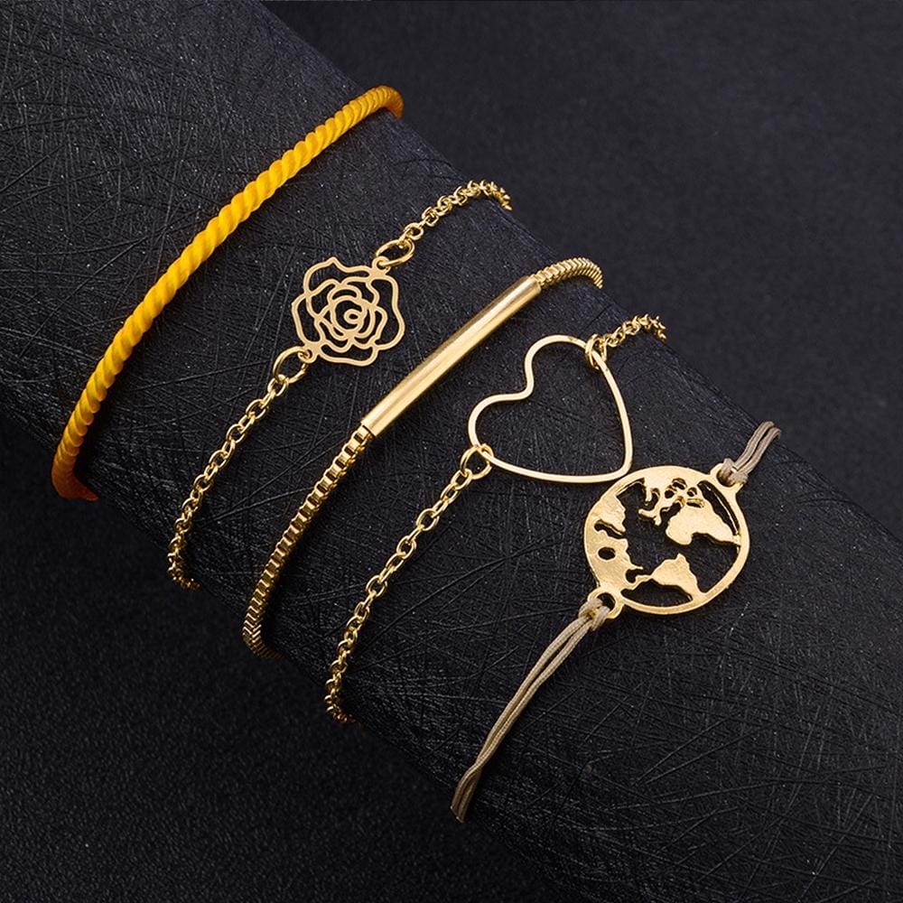 Bohemian 5-Piece Charm Bead Bracelet Set