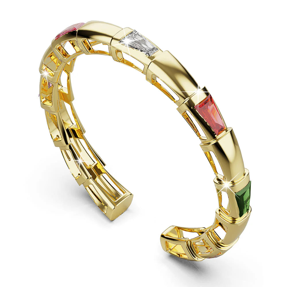 Adjustable Phalanges Open Cut Ring with Mixed Crystal Zirconia