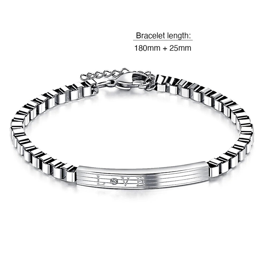 Bullion Gold Love Box Chain Bracelet White Gold