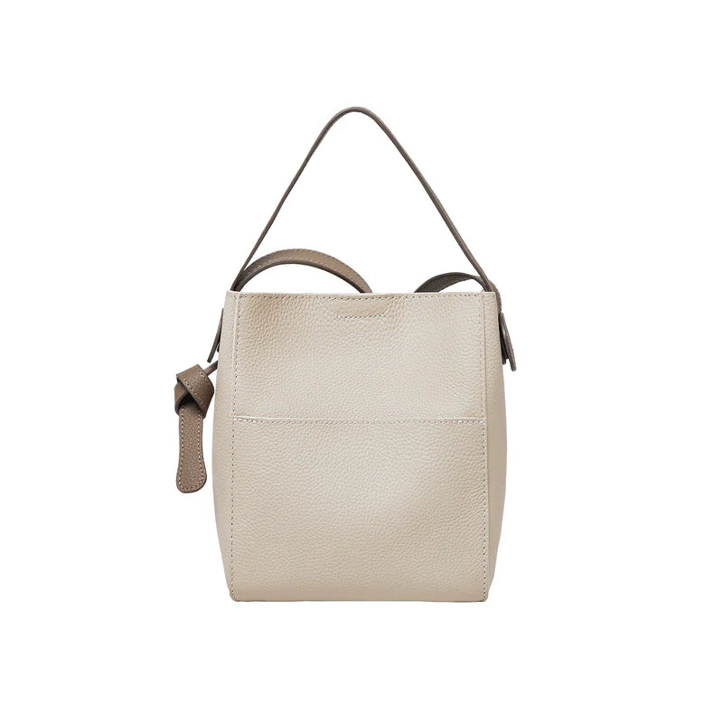 Nalandu Pebbled Leather Bucket Bag - Ivory
