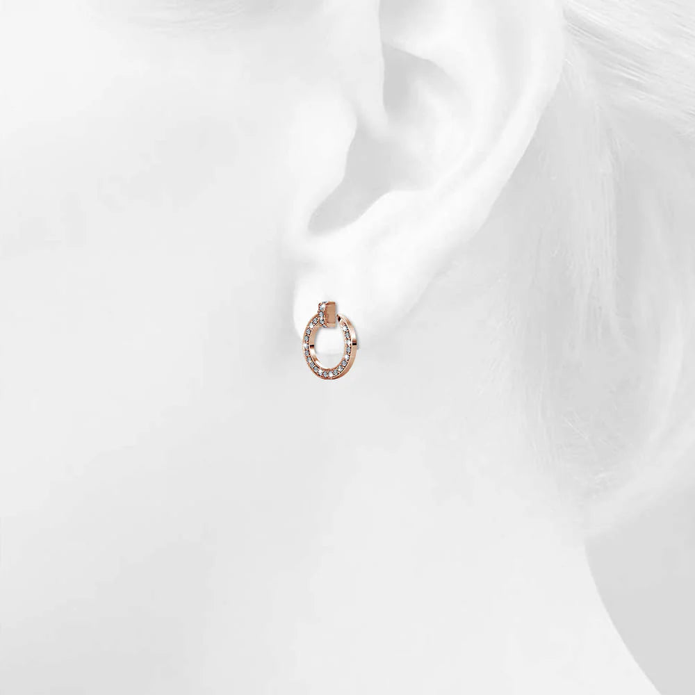 Krystal Couture Rose Gold Dazzling Pave Set Open Circle Stud Earrings Embellished with Swarovski Crystals