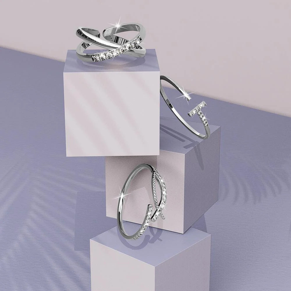 Adjustable Solid 925 Sterling Silver Cleo Stacking Ring
