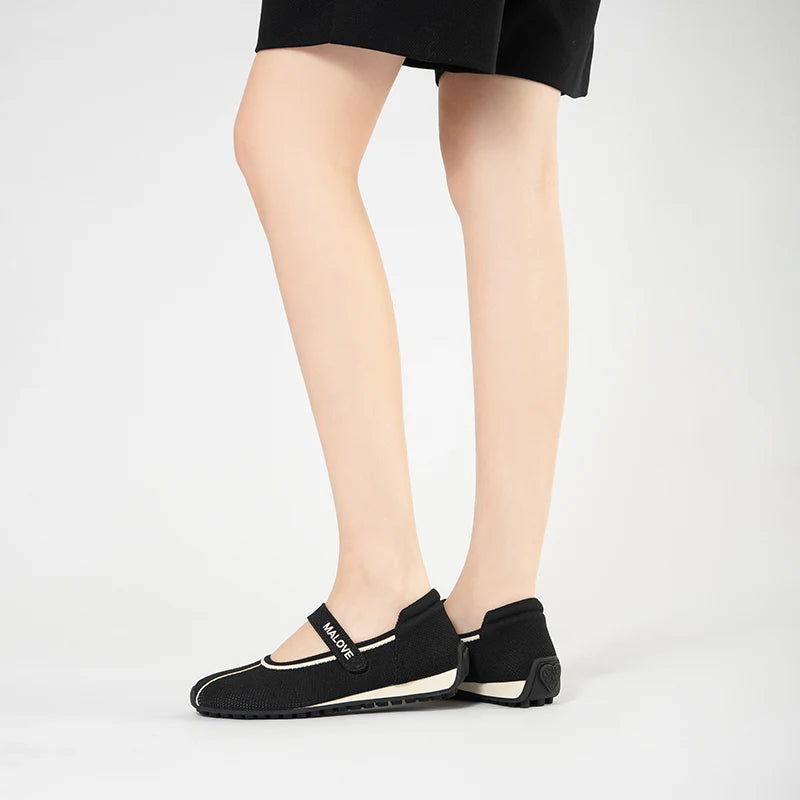Sport Ballet Mary Jane Flats - Black