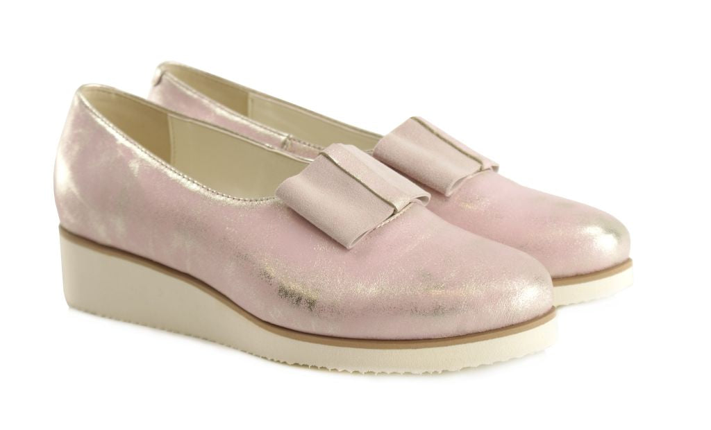 Bosccolo Womens Pumps With Bow - Metalic Pink