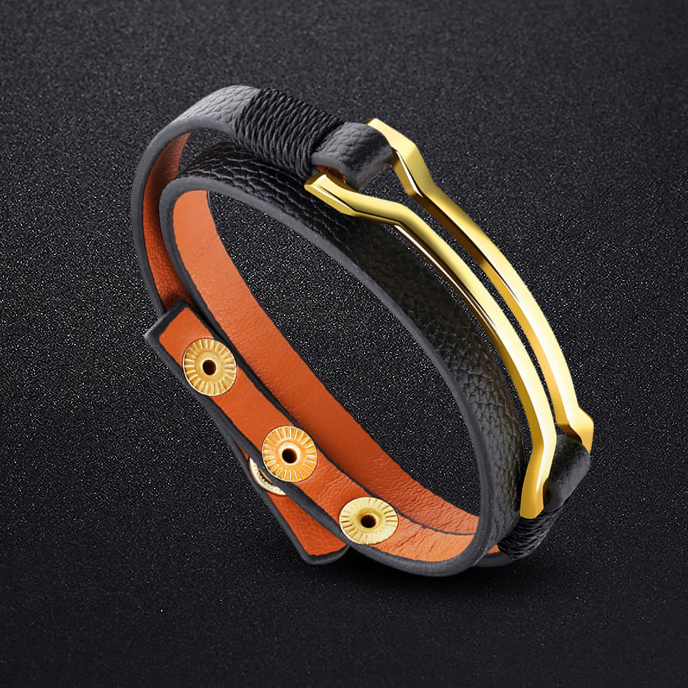 Border Leather Wrap Bracelet