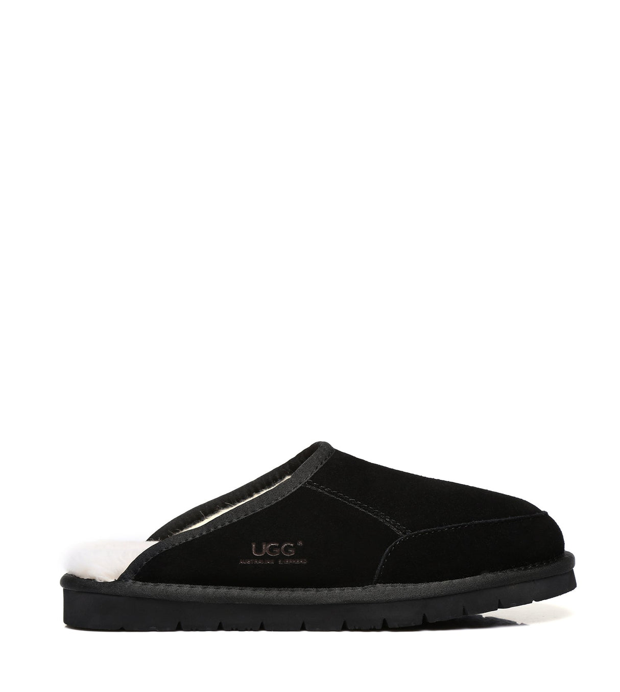 Men Bred Cow Suede Slipper in Black
