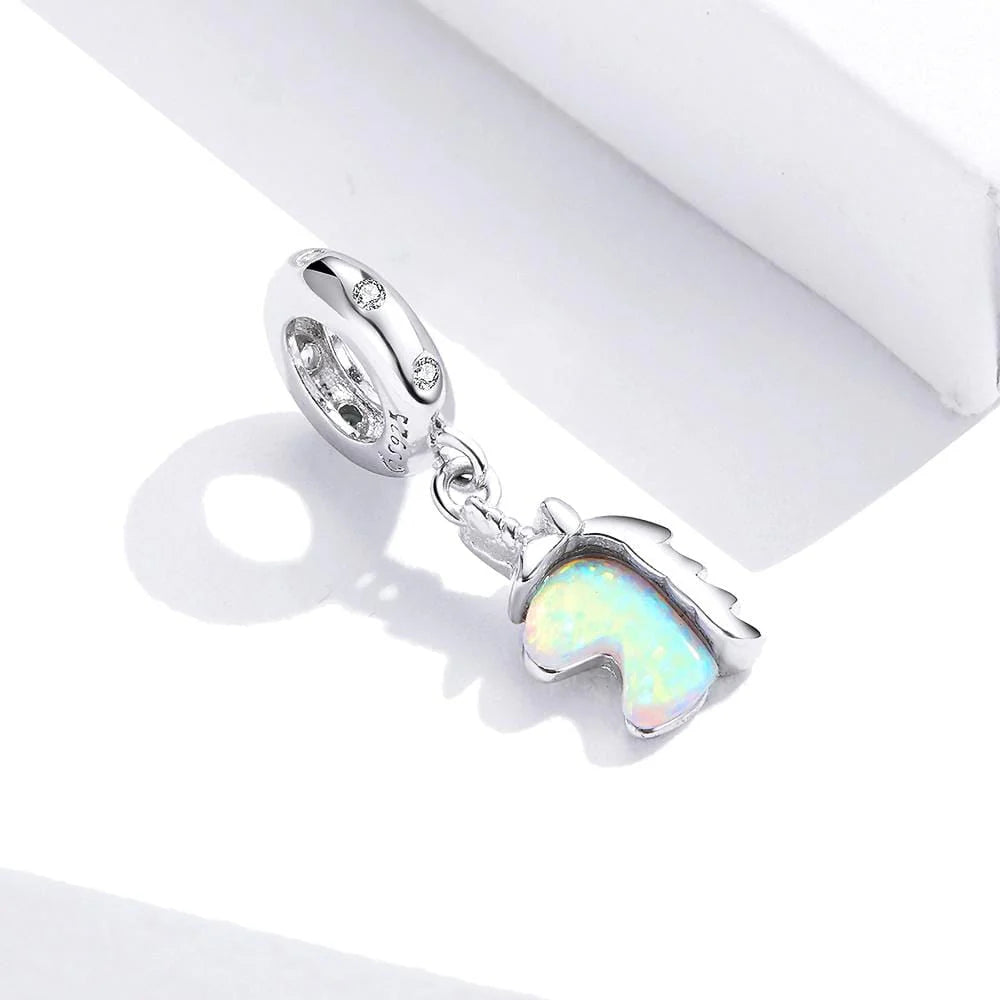 Solid 925 Sterling Silver Glowing Cute Baby Horse Animal Pandora Inspired Charm