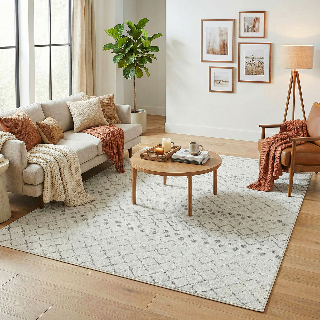 Oasis 454 White Rug