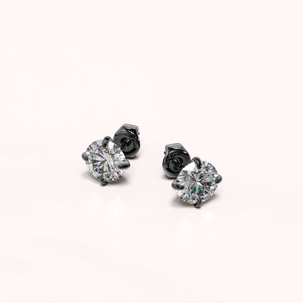 Solid 925 Signature Silver Mary Anne Crystal Stud Earrings In Black Gold
