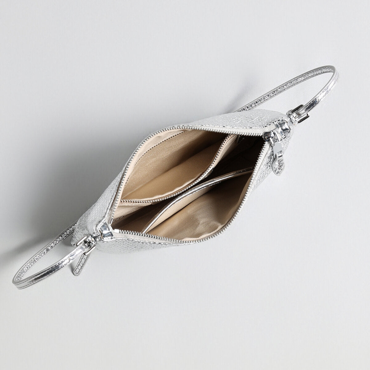 Snake-Embossed Lambskin Mini Hobo - Silver