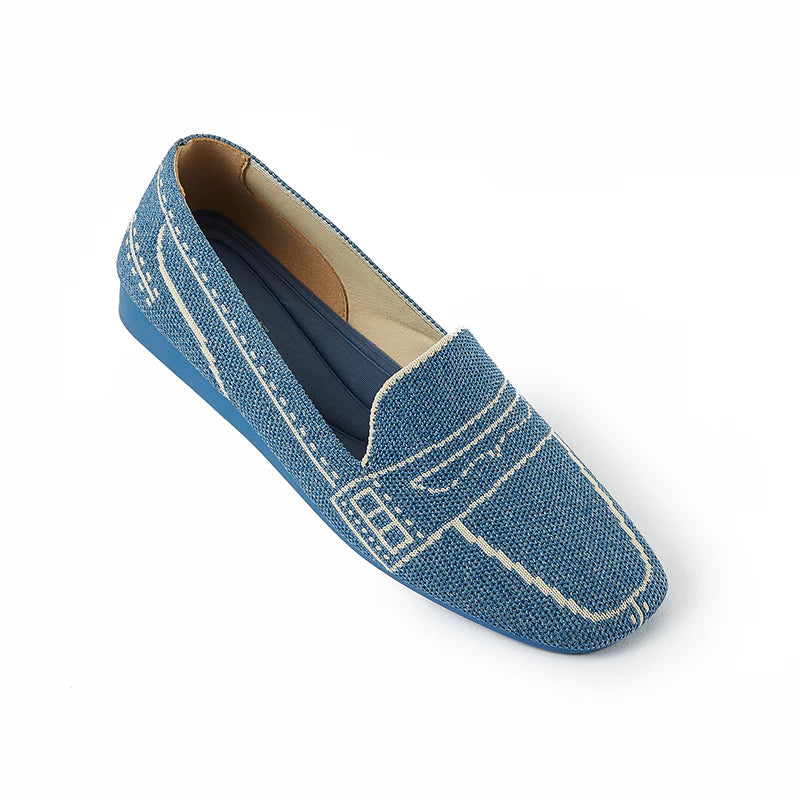 Comfortable Slip On Square Toe Loafers - Denim