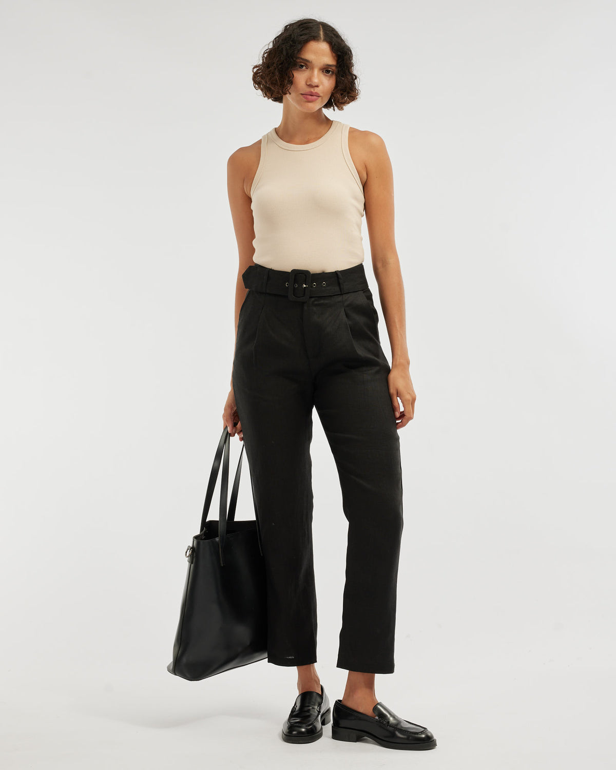 Amelius Azure Linen Pant - Black