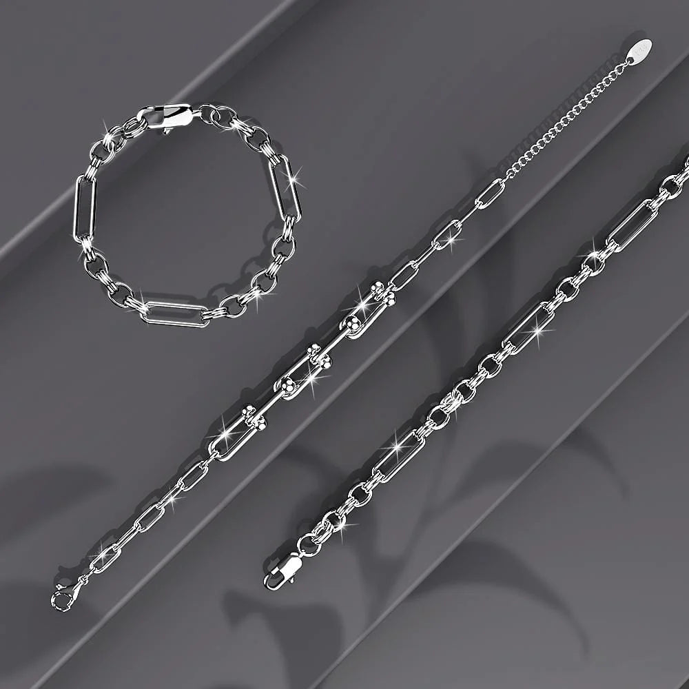 Bullion Gold Roxanne Oval Link Paperclip Chain White Gold Bracelet