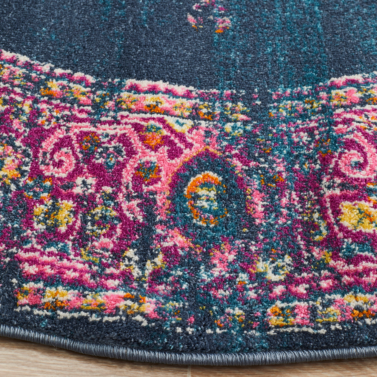 Babylon 211 Navy Round Rug