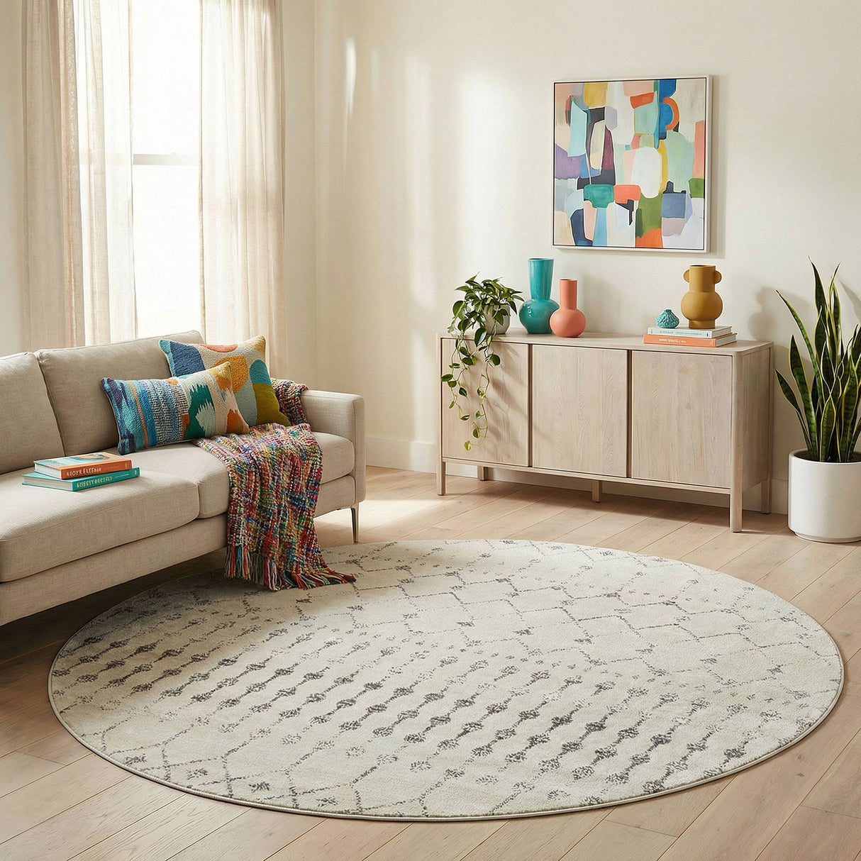 Chrome Elsa Silver Round Rug