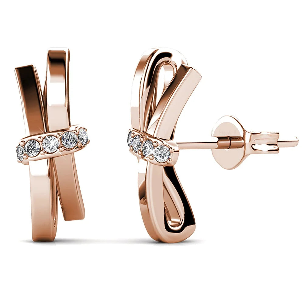 Boxed Rose Gold Watch & Earrings Set With SWAROVSKI® Crystals Embellishment