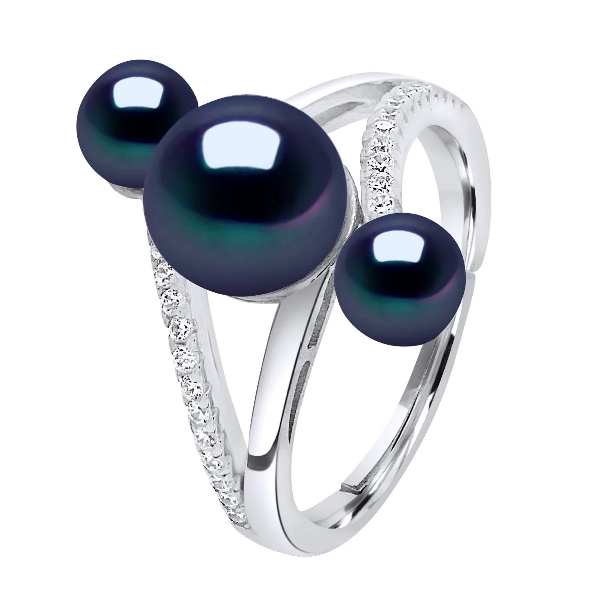Ring 2 Pearl Button Freshwater Pearl Black