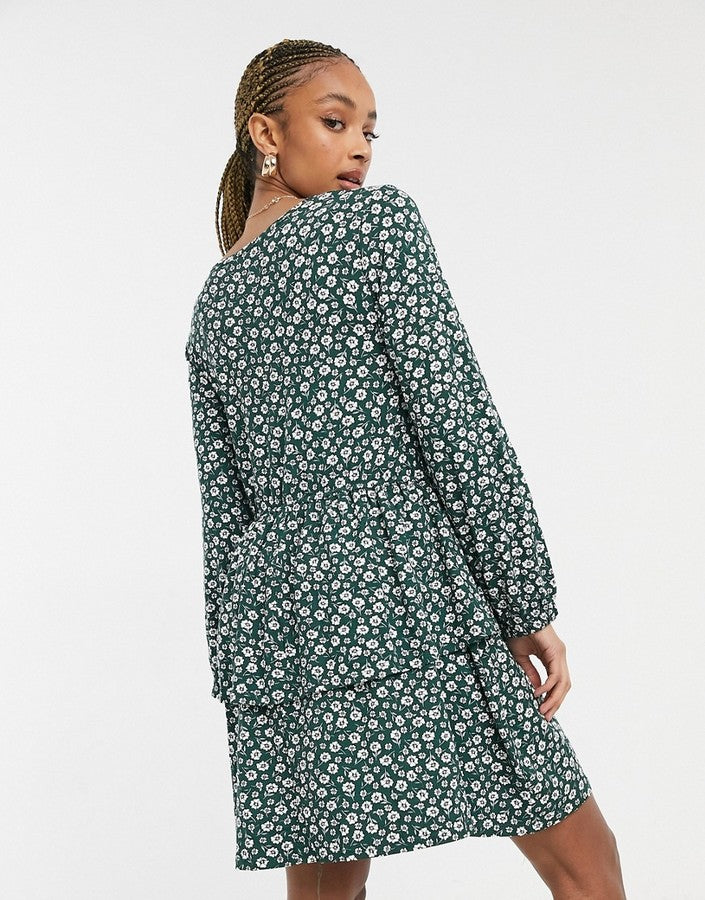 Wednesday'S Girl Long Sleeve Smock Dress In Vintage Floral
