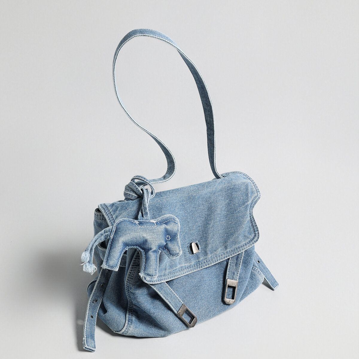 Distressed Denim Flap Crossbody - Denim