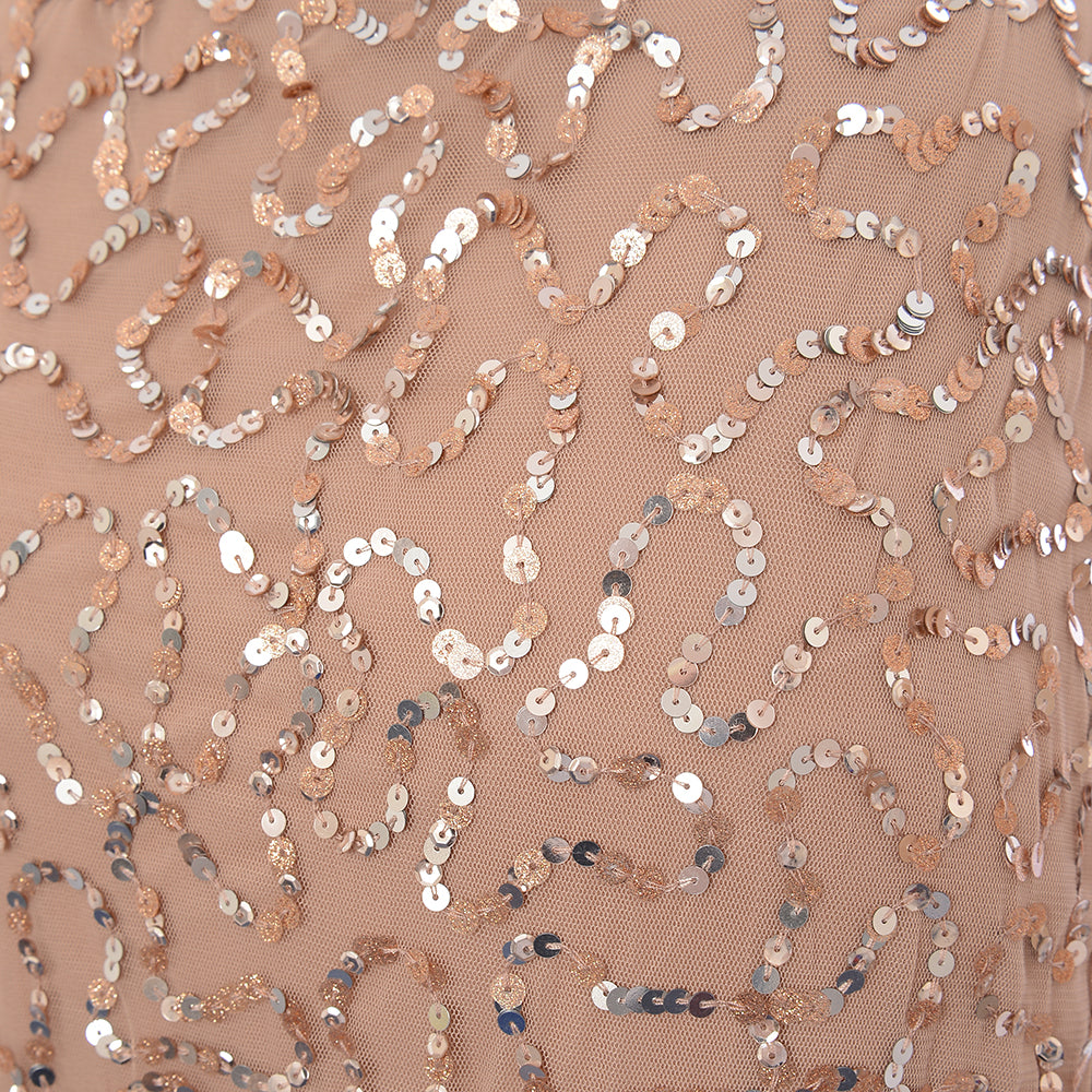 Maya Asymmetric All Over Embellished Maxi Dress In Blush