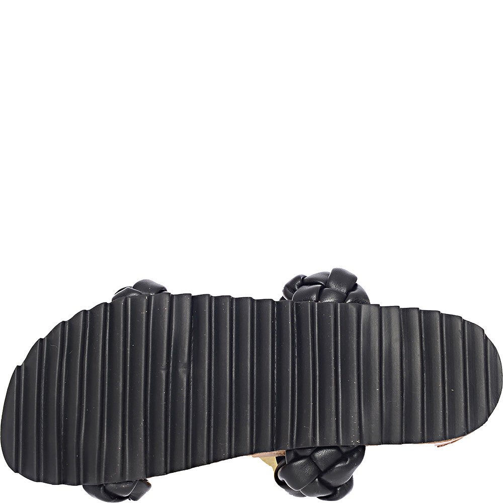 South Beach Plaited Double Strap Slides In Black
