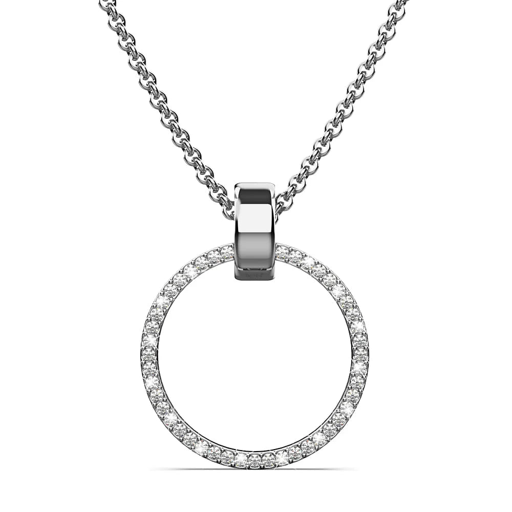 Boxed Orbit Earrings, Bracelet & Necklace Set with SWAROVSKI® Crystal in White Gold