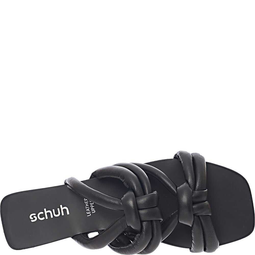 Schuh Talise Leather Knotted Flat Slide Sandals In Black